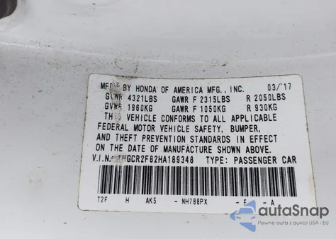 2017 Honda Accord Ex-L from USA, damaged, VIN 1HGCR2F82HA189348